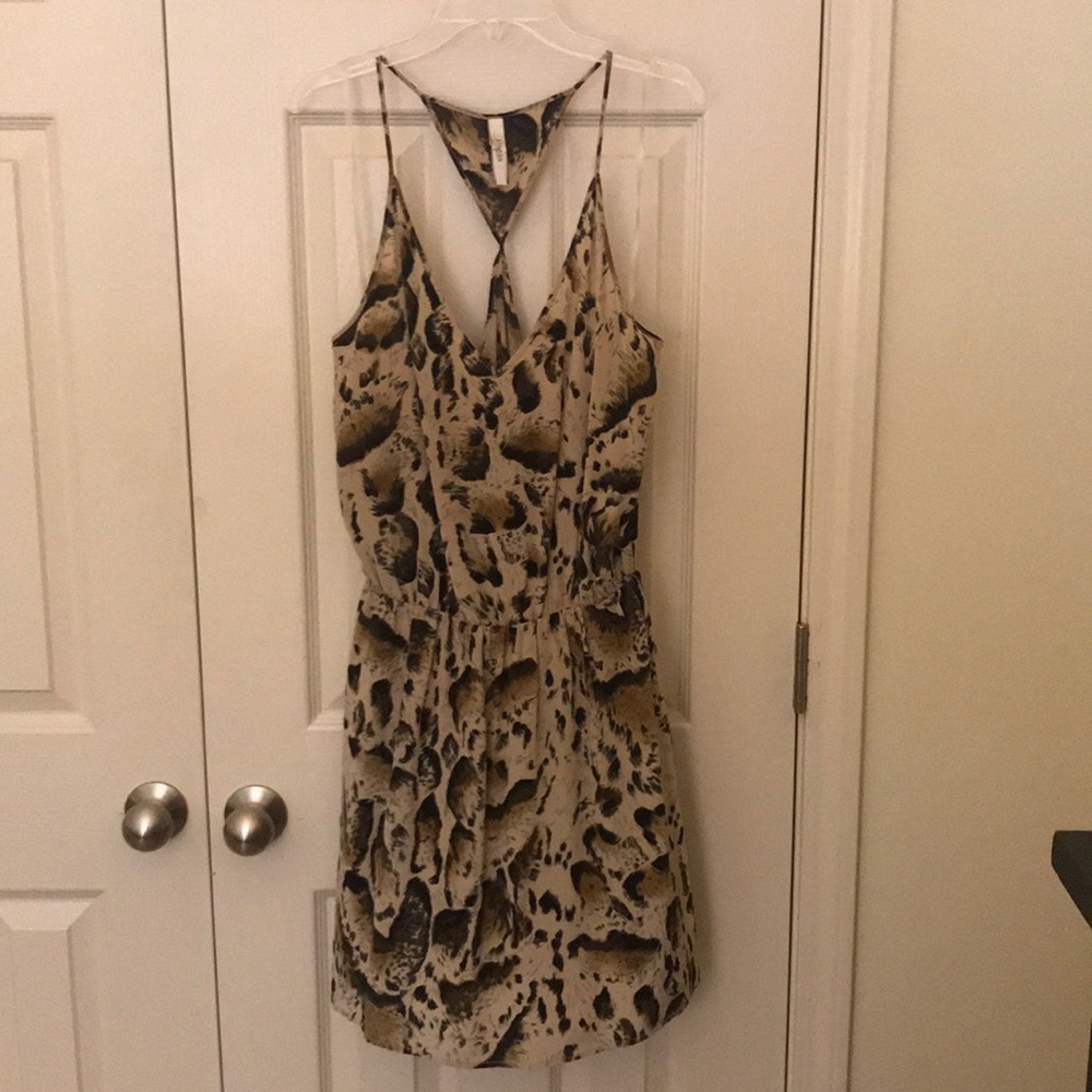 Rory Beca leopard mini dress Sz M SILK